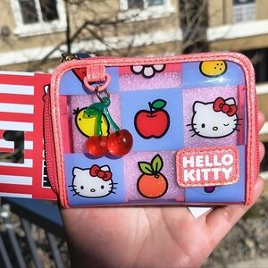 Sanrio Hello Kitty Clear Checkered Wallet with Cherry Charm NWT